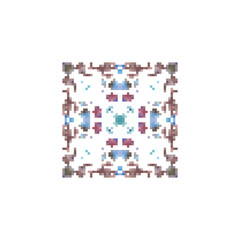 Pixel snowflake art made of small squares
