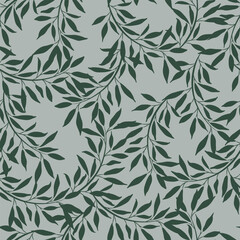 Modern summer tropical leaves seamless pattern design. Vector hand-drawn leaves seamless pattern. Abstract trendy floral background. Pattern for wrapping paper or fabric.