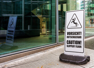 Hinweiszeichen, Vorsicht Rutschgefahr, Berlin, Deutschland