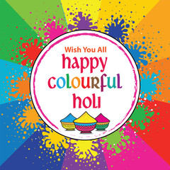 Happy Holi Festival Of Colors Illustration Of Colorful Gulal For Holi, In Hindi Holi Hain Meaning Its Holi