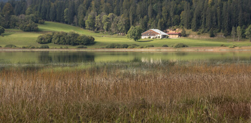 paysage du lac de Remoray près du lac de Saint Point dans le département du Doubs en Franche...