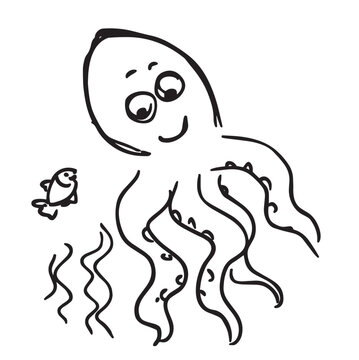 illustration of a cartoon octopus hand drawn vector illustration