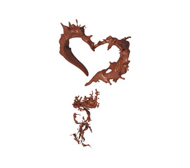 heart  shaped coffee or chocolate  splashes drops and blots 3d render