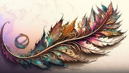 beautiful background he made of fractal leaves watercolor graphic styles, generative AI