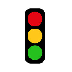 Traffic light icon isolated on white background. Traffic light illustration. Colored traffic light sign.