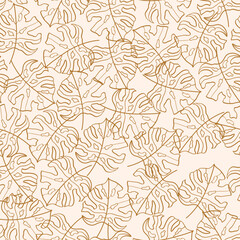 Beautifull tropical leaves branch  seamless pattern design. Tropical leaves, monstera leaf seamless floral pattern background. Trendy brazilian illustration. Spring summer design for fashion, prints