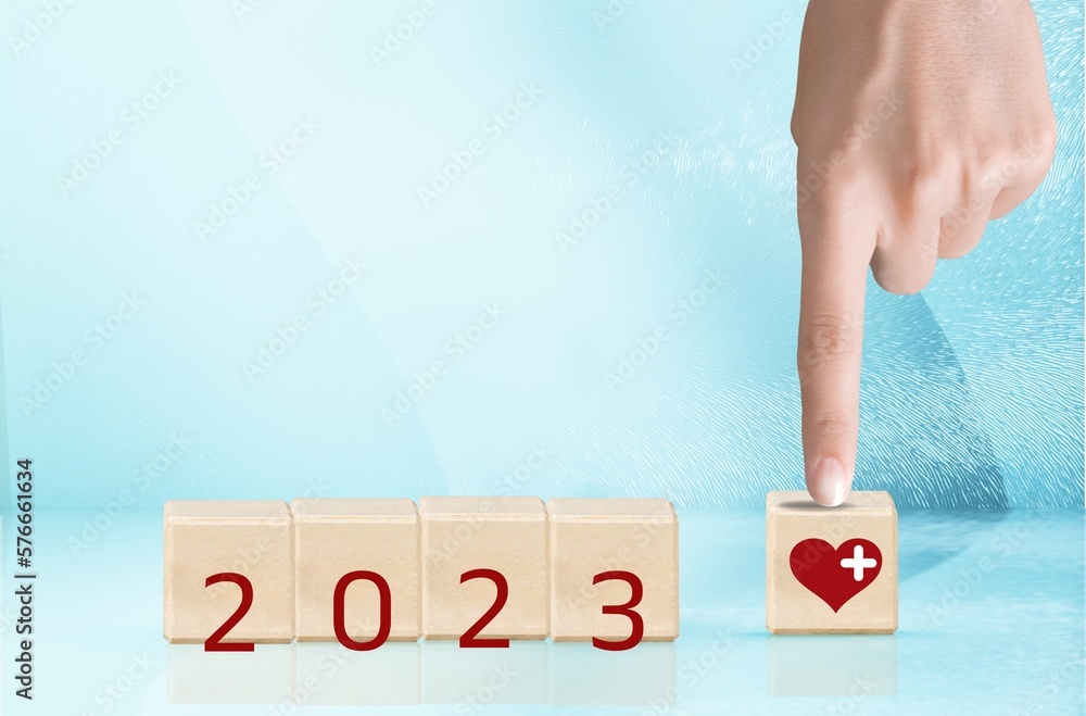 Sticker Set of wooden cubes blocks with 2023 numbers