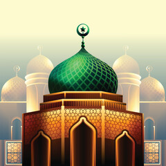 Mosque illustration background. Mosque for Ramadan Kareem and eid mubarak background