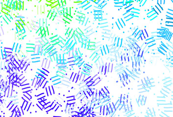 Light Blue, Green vector background with straight lines, dots.