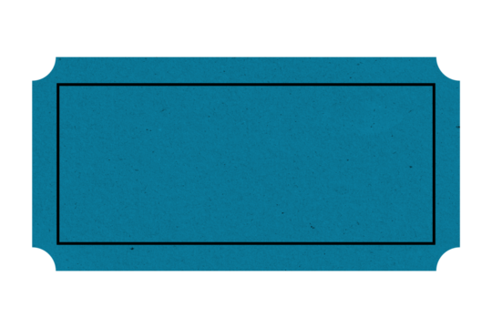 blank blue ticket isolated with paper texture for mockups