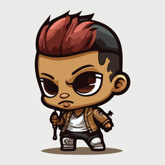 cute gangster chibi style vector art