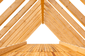 roof truss with beams on a new construction of a house