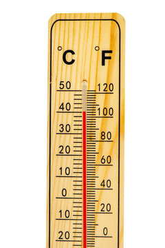 thermometer shows high temperature in summer heat