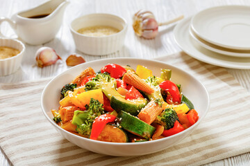 veggies stir-fry with thick soy based sauce