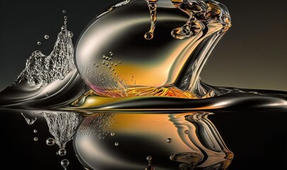  a bottle of liquid with water splashing out of it.  generative ai