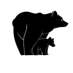 Ours mère avec enfant pictogramme logo