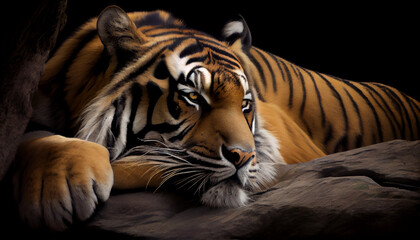 A tiger resting generative AI