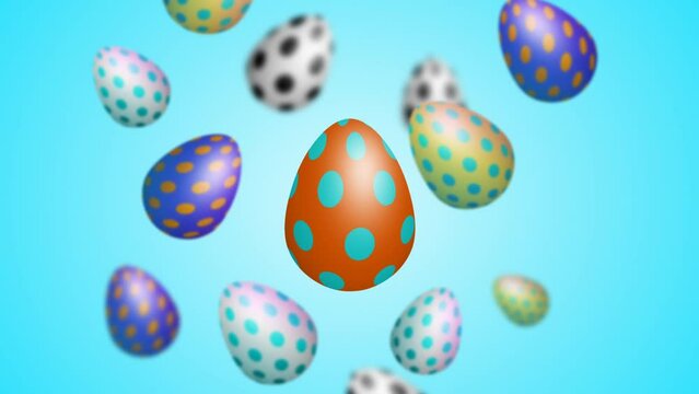 floating egg animation isolated on blue background