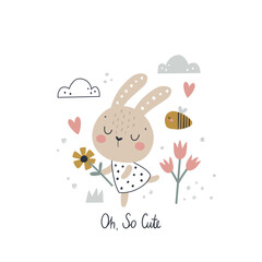 vector image of a cute baby bunny