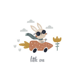 vector image of a cute bunny driver