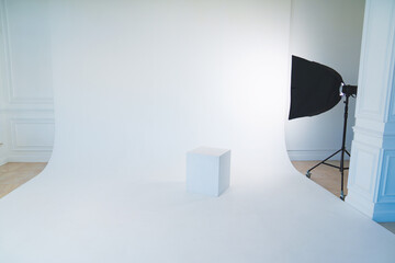 white cyclorama for professional photography. photo studio 
