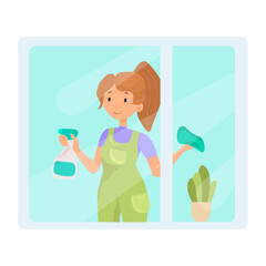 Cleaning window flat icon. Colored vector element from cleaning lady collection. Creative Cleaning window icon for web design, templates and infographics.