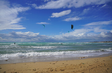 Kite surfing on the rough sea of ​​Torre Ovo in Puglia 12