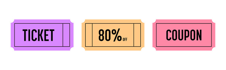 Set of ticket template isolated