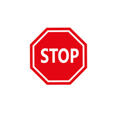 Stop sign icon isolated on white background. Stop sign illustration. Red sign.