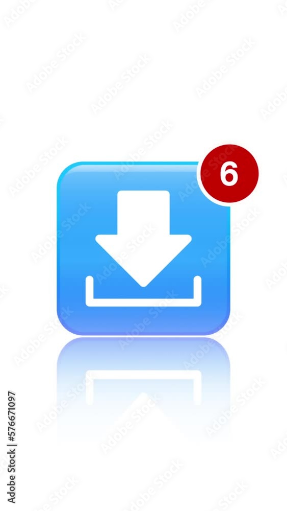 Poster vertical video animation of download app icon with notifications on white background. motion backgro