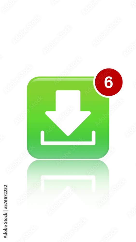 Poster vertical video animation of download app icon with notifications on white background. motion backgro
