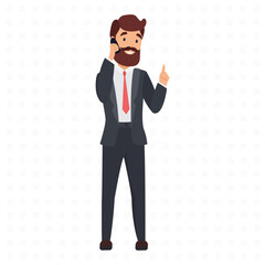 Fototapeta premium Man talking on phone flat icon. Colored vector element from business man and woman collection. Creative Man talking on phone icon for web design, templates and infographics.