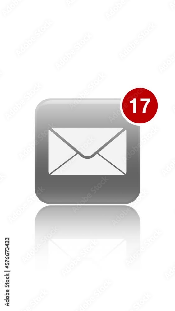 Poster vertical video animation of news app icon with notifications on white background. motion background.