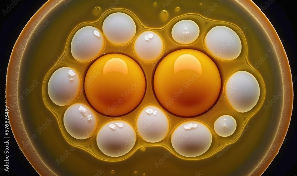 Poster an image of eggs in a bowl on a table top. generative ai