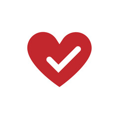 Heart Check Logo Design.Vector illustration isolated on white background.Eps 10.