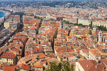 Fototapeta na wymiar tile roofs of old town of Nice, Cote-d-Azure, France 