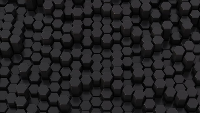 3D Futuristic hexagonal dark black background Abstract geometric grid pattern © Darcraft