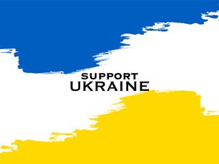 Obraz premium Support Ukraine text with watercolor brush stroke flag theme design vector