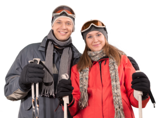 Young beauty couple in winter cloth