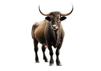 Bull isolated on white, transparent background, PNG, generative ai	
