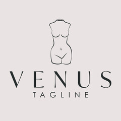 Ancient woman body logo template. Venus logo design. Beauty industry and wellness logotype. 