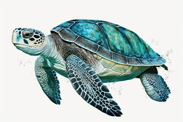 Fototapeta premium Chelonia mydas, a species of green turtle, was spotted in Ayia Napa, Cyprus. Generative AI
