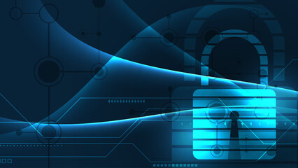 Padlock Security cyber digital concept Abstract technology background protect system innovation vector illustration