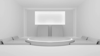 Fototapeta na wymiar Podium displayed in a white room 3D rendering