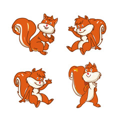 set of funny squirrel cartoon animals