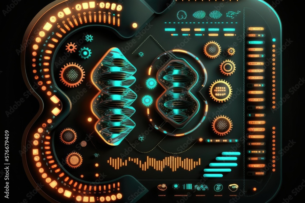 Poster dna hexameral user interface components. interface technology from the future. cybergraphic that is 