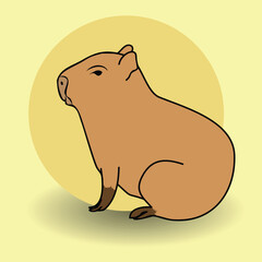 capybara vector design illustration line art