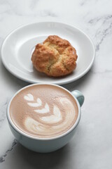 Cafe latte and scone