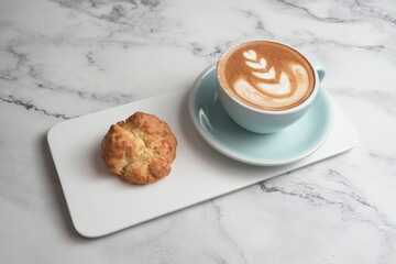 Scone and coffee latte