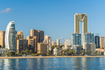 Fototapeta na wymiar high modern buildings apartment buildings and hotels on the Ponent beach